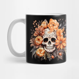 Halloween Skull with Flowers Mug